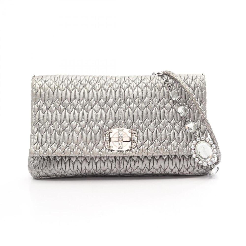 Miu Miu Miu NAPPA CRYSTAL Matelassé 2-Way Shoulder Bag/Handbag, Leather, Wome...